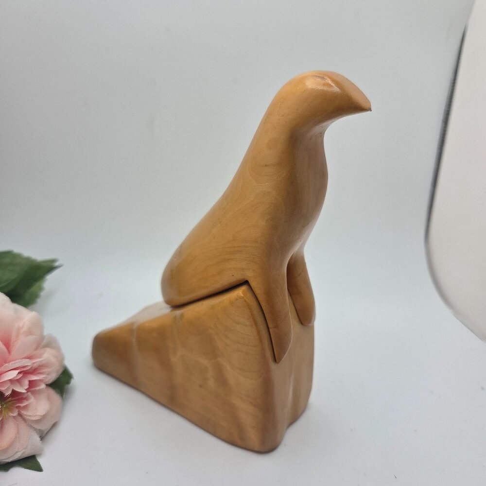 Vintage Hand Carved Wooden Seal on Rock - 6 1/2 Inch
